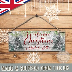 Personalised Christmas Sign Welcome To Personalized Names House Door Plaque 01